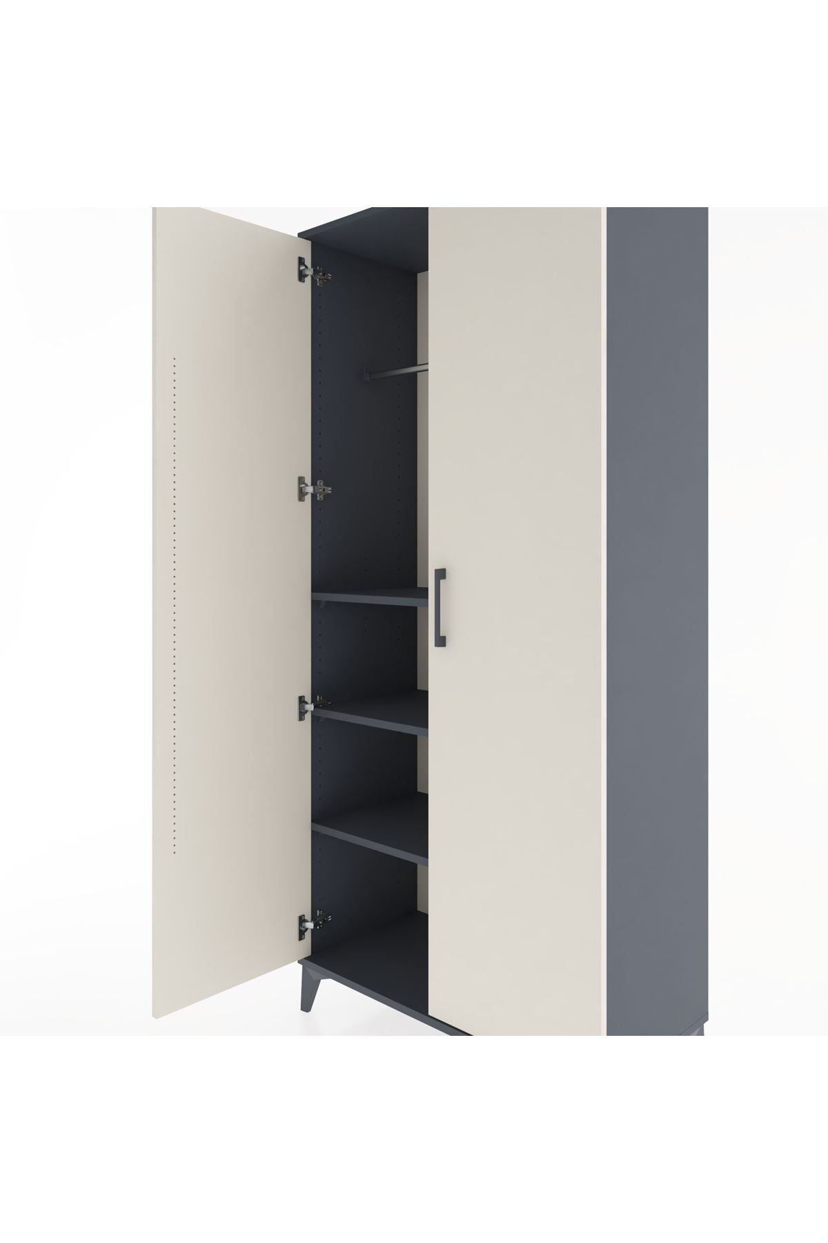 Hyperion Dolap 3 Raflı 2 Kapaklı Tek Askılı 88x44x195 Antrasit-Aytaşı