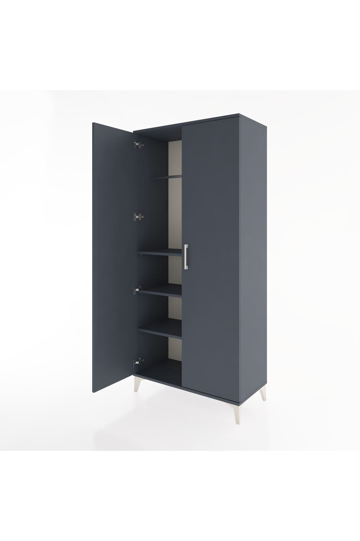 Hyperion Dolap 3 Raflı 2 Kapaklı Tek Askılı 88x44x195 Antrasit-Antrasit