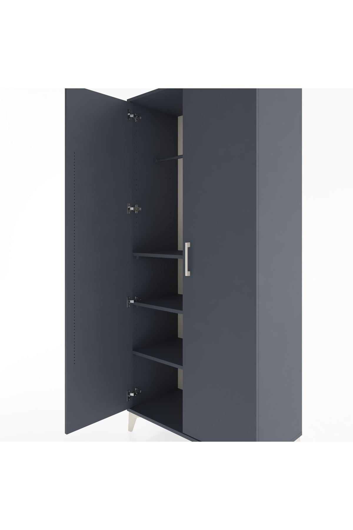 Hyperion Dolap 3 Raflı 2 Kapaklı Tek Askılı 88x44x195 Antrasit-Antrasit