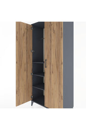 Hyperion Dolap 3 Raflı 2 Kapaklı Tek Askılı 88x44x195 Antrasit-Çam