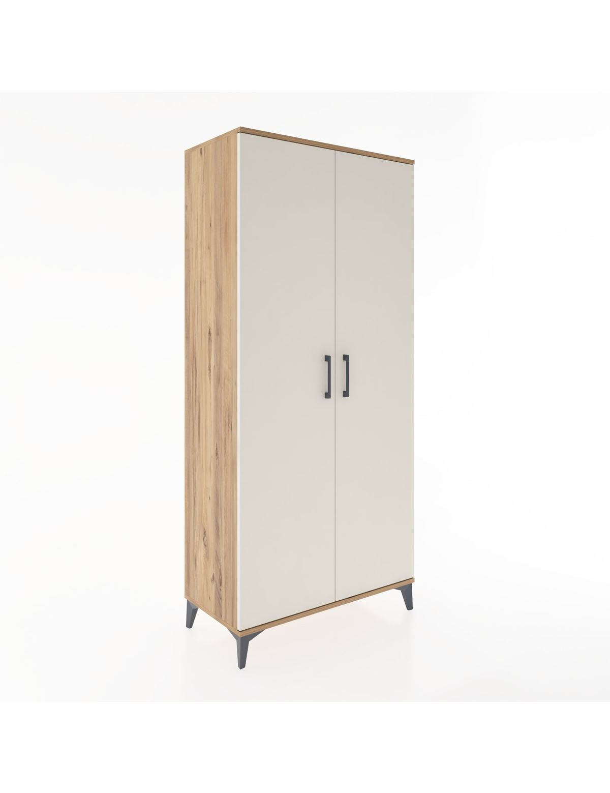 Hyperion Dolap 3 Raflı 2 Kapaklı Tek Askılı 88x44x195 Çam-Aytaşı