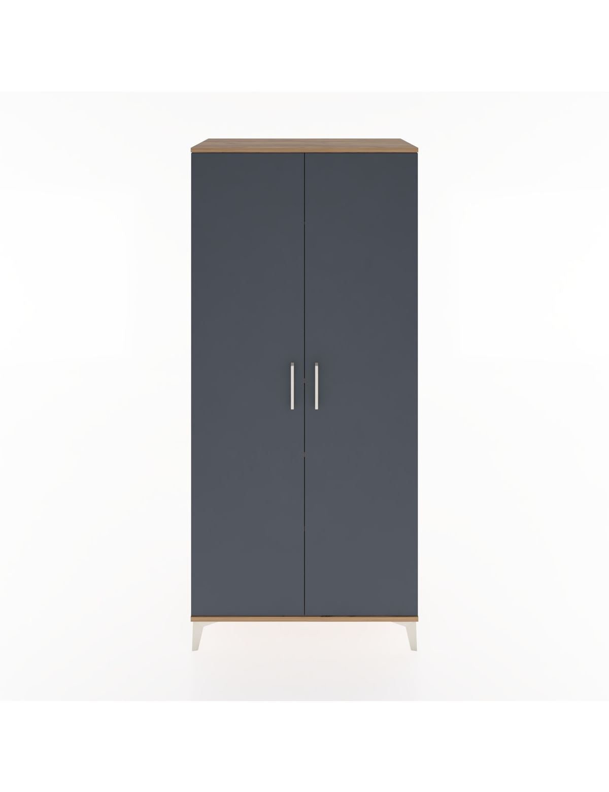 Hyperion Dolap 3 Raflı 2 Kapaklı Tek Askılı 88x44x195 Çam-Antrasit