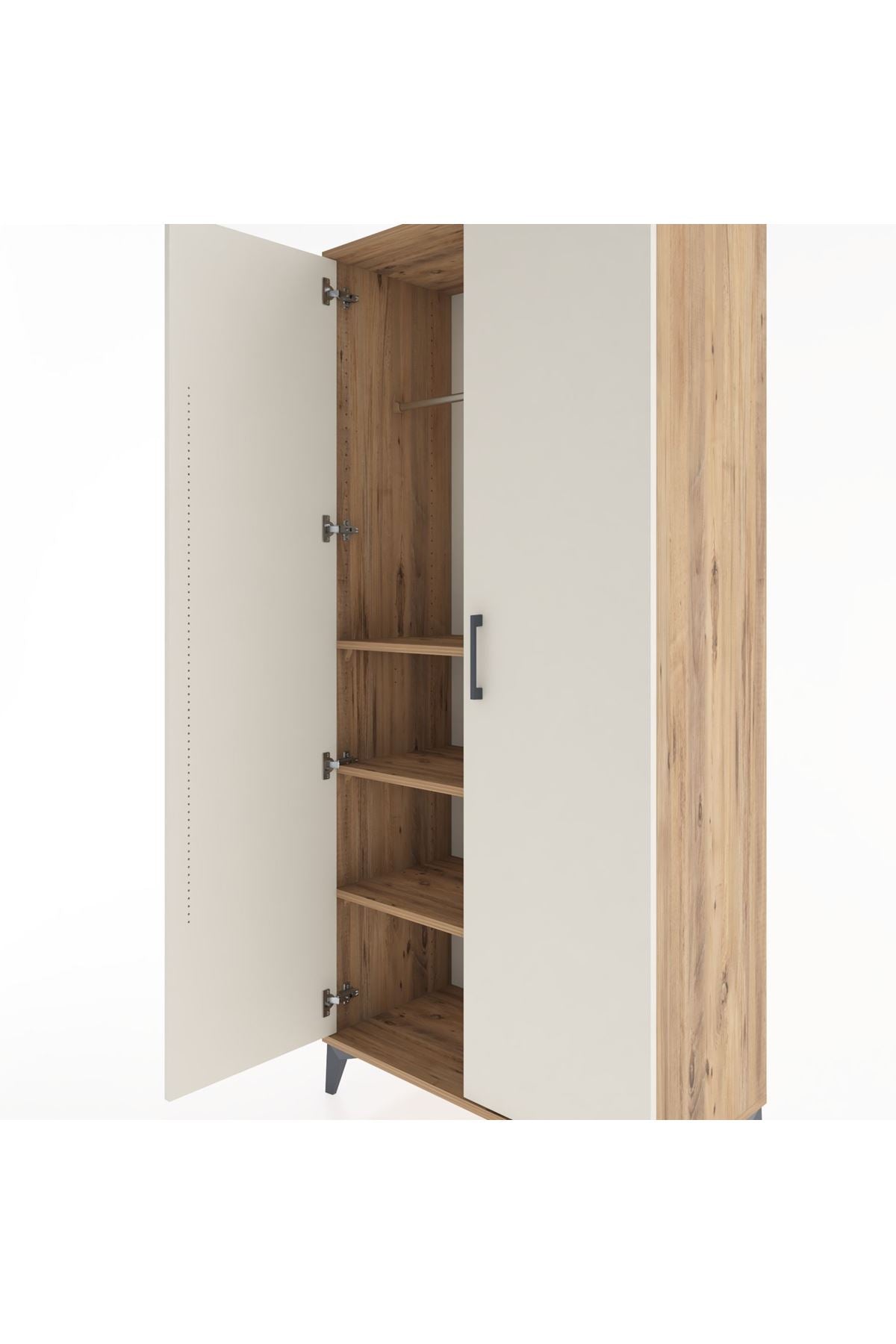 Hyperion Dolap 3 Raflı 2 Kapaklı Tek Askılı 88x44x195 Çam-Aytaşı