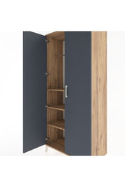 Hyperion Dolap 3 Raflı 2 Kapaklı Tek Askılı 88x44x195 Çam-Antrasit