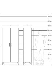 Hyperion Dolap 3 Raflı 2 Kapaklı Tek Askılı 88x44x195 Çam-Aytaşı