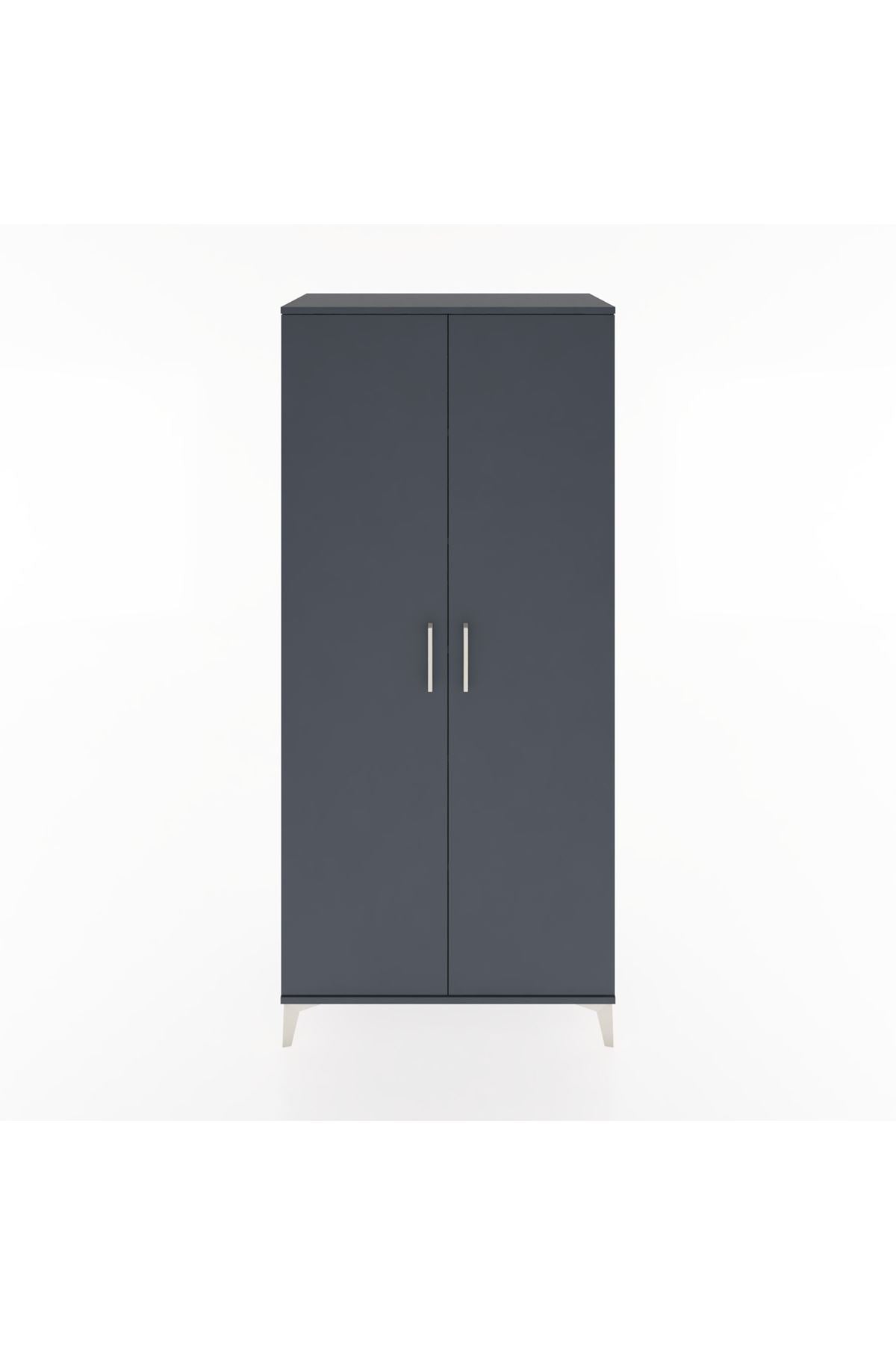 Hyperion Dolap 5 Raflı 2 Kapaklı 88x44x195 Antrasit-Antrasit