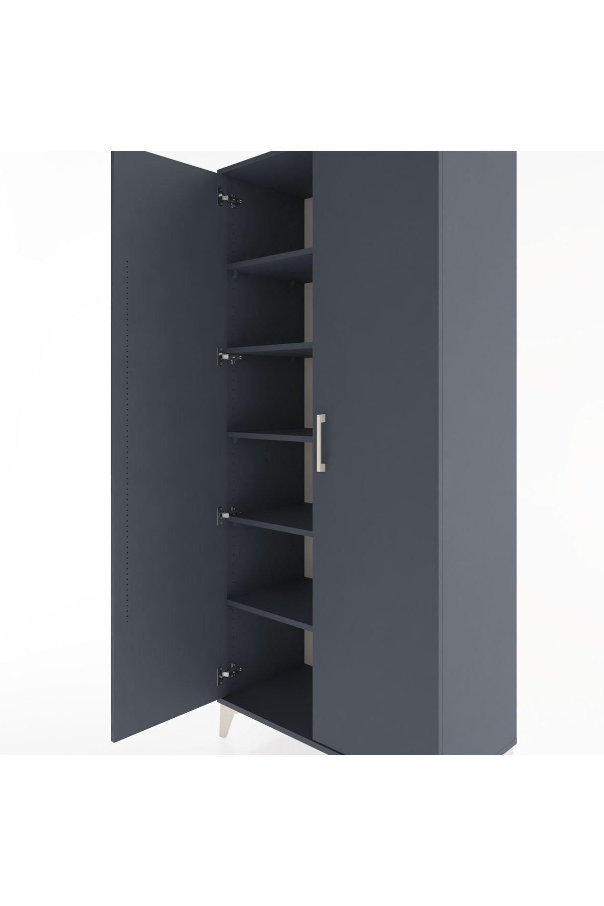 Hyperion Dolap 5 Raflı 2 Kapaklı 88x44x195 Antrasit-Antrasit