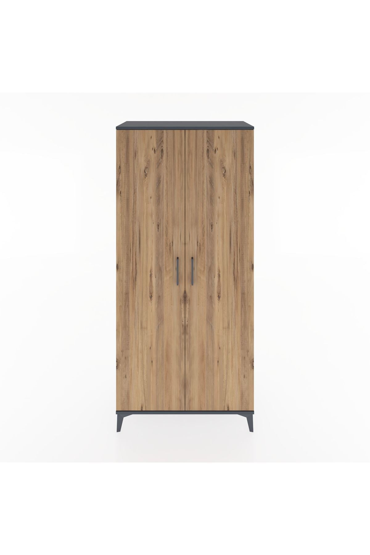 Hyperion Dolap 5 Raflı 2 Kapaklı 88x44x195 Antrasit-Çam