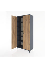 Hyperion Dolap 5 Raflı 2 Kapaklı 88x44x195 Antrasit-Çam