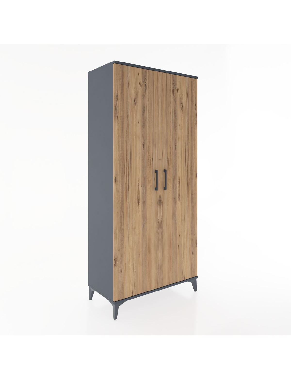 Hyperion Dolap 5 Raflı 2 Kapaklı 88x44x195 Antrasit-Çam