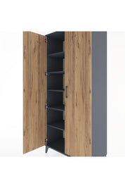 Hyperion Dolap 5 Raflı 2 Kapaklı 88x44x195 Antrasit-Çam