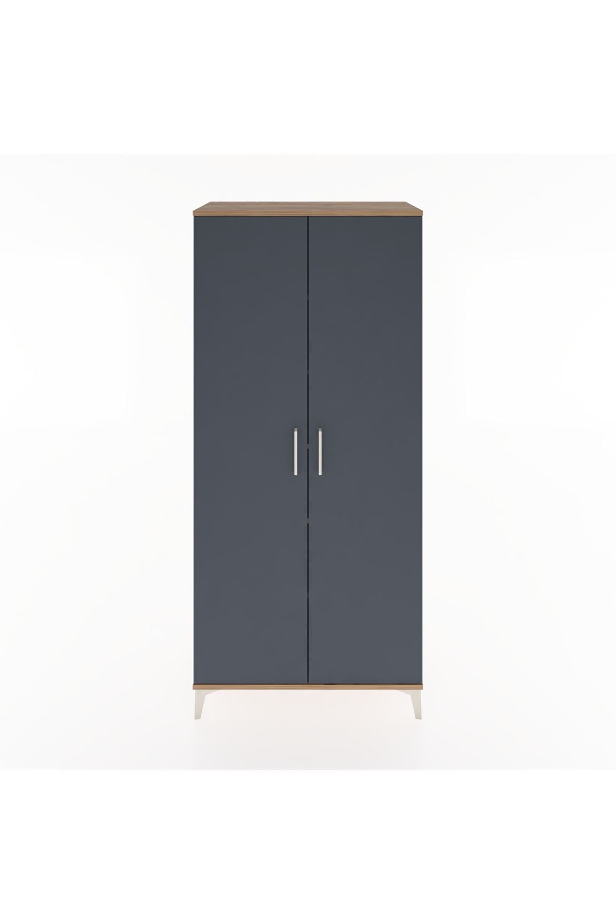 Hyperion Dolap 5 Raflı 2 Kapaklı 88x44x195 Çam-Antrasit