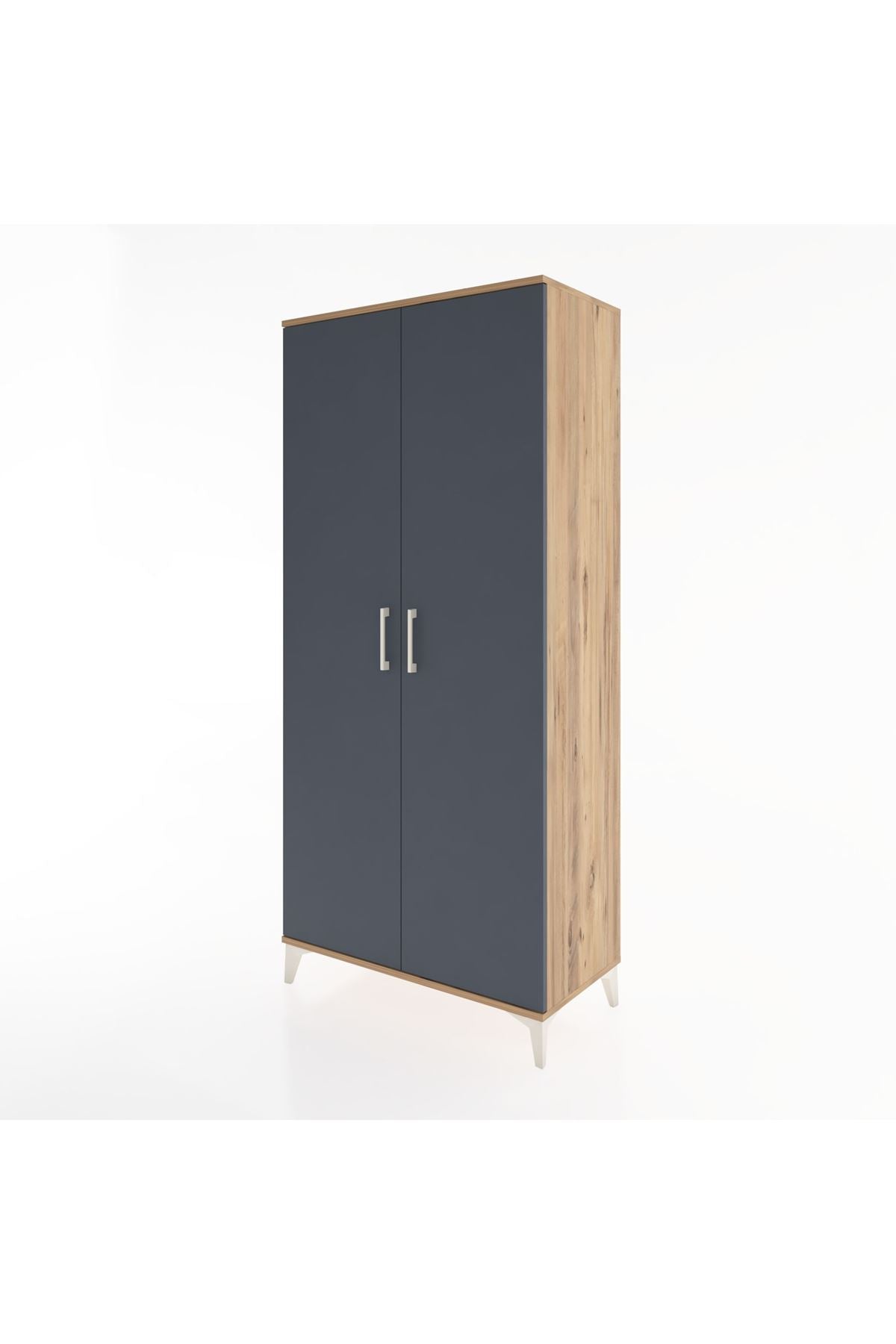 Hyperion Dolap 5 Raflı 2 Kapaklı 88x44x195 Çam-Antrasit