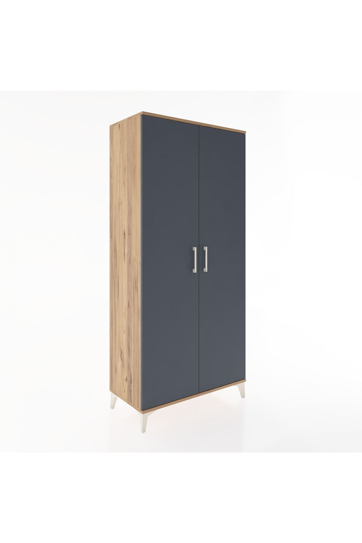 Hyperion Dolap 5 Raflı 2 Kapaklı 88x44x195 Çam-Antrasit