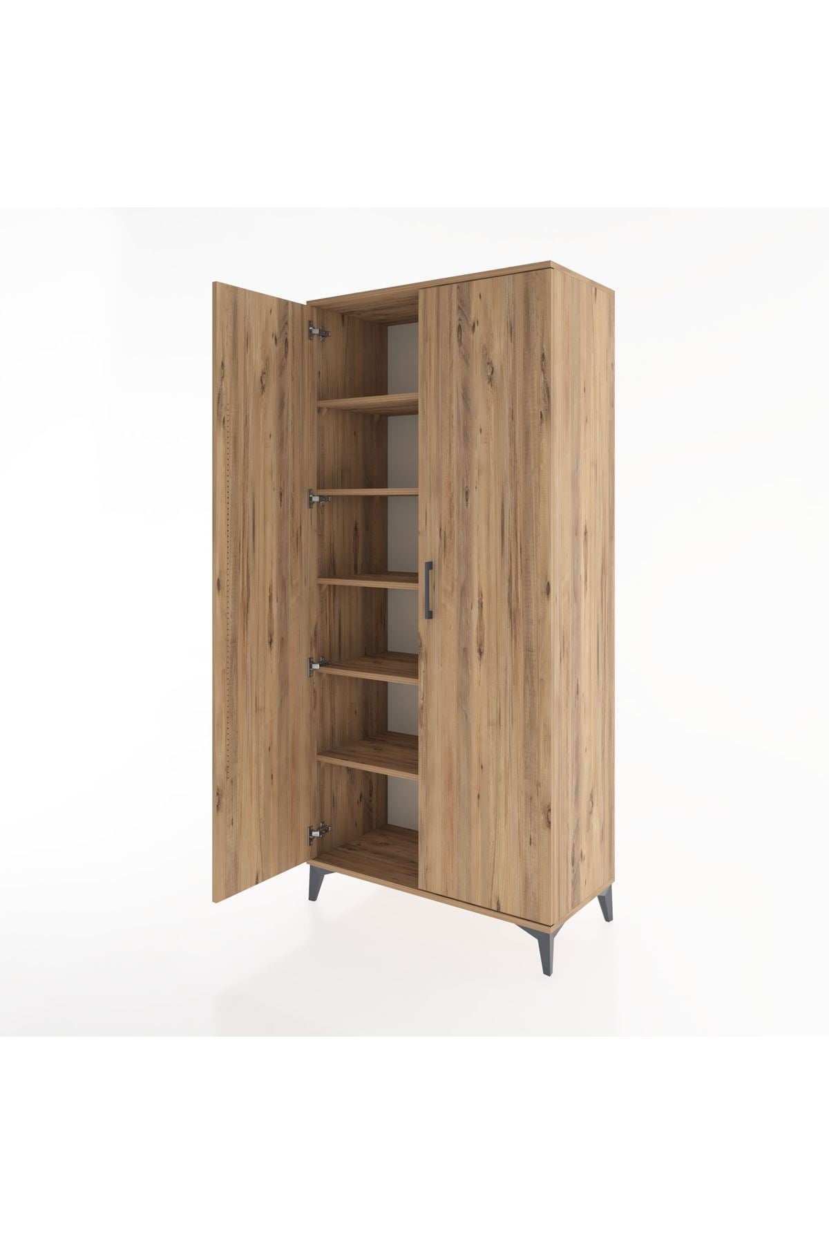 Hyperion Dolap 5 Raflı 2 Kapaklı 88x44x195 Çam-Çam