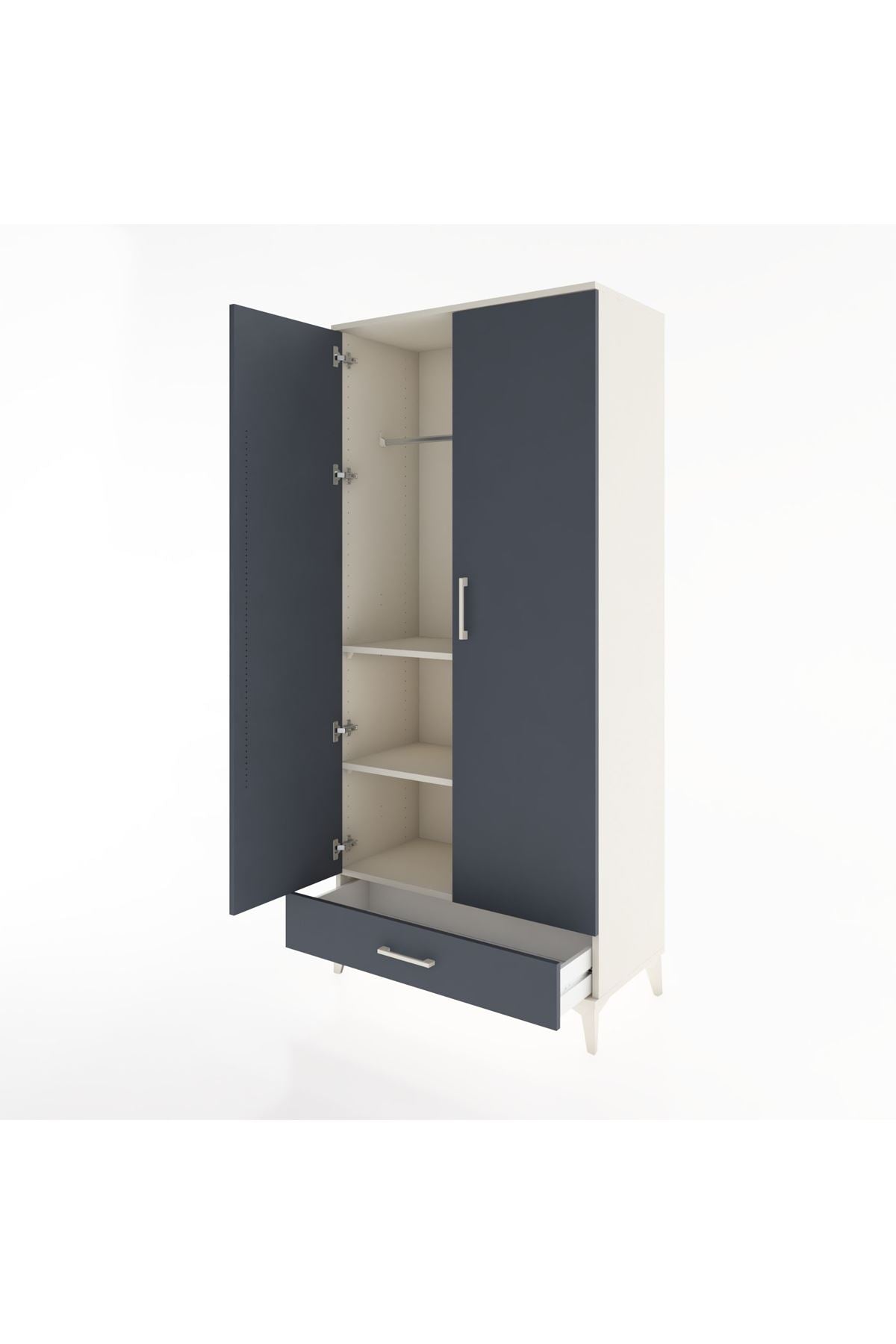 Hyperion Dolap 3 Raflı Tek Çekmeceli Tek Askılı 88x44x195 Aytaşı-Antrasit