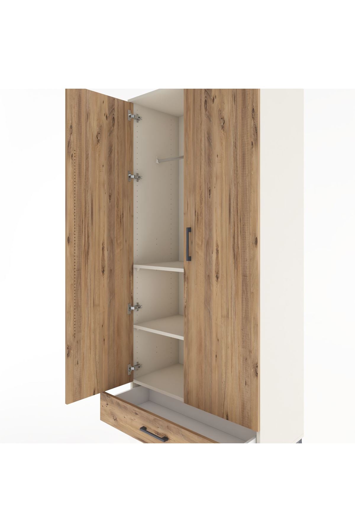 Hyperion Dolap 3 Raflı Tek Çekmeceli Tek Askılı 88x44x195 Aytaşı-Çam