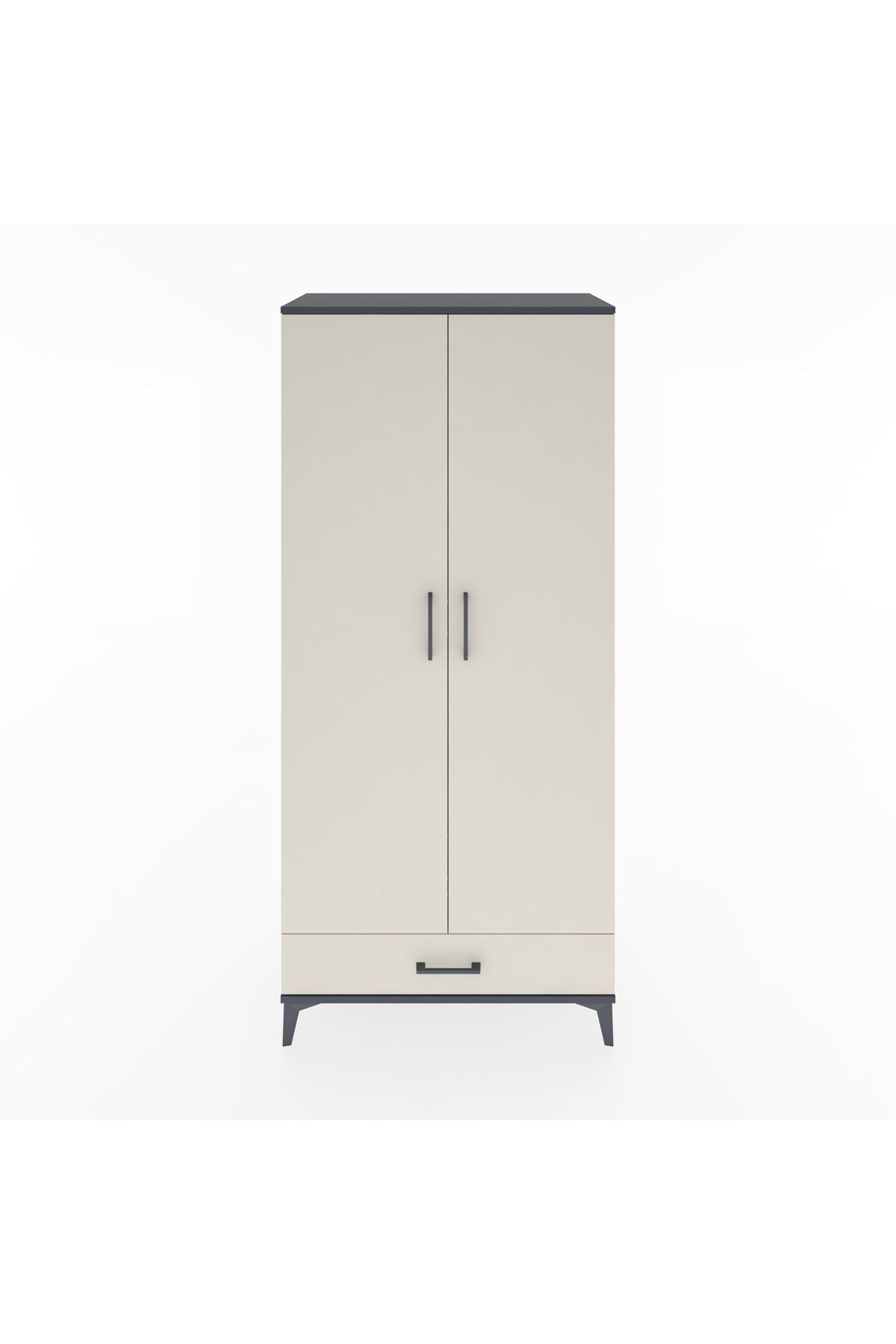 Hyperion Dolap 3 Raflı Tek Çekmeceli Tek Askılı 88x44x195 Antrasit-Aytaşı