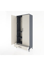 Hyperion Dolap 3 Raflı Tek Çekmeceli Tek Askılı 88x44x195 Antrasit-Aytaşı