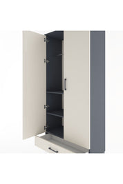 Hyperion Dolap 3 Raflı Tek Çekmeceli Tek Askılı 88x44x195 Antrasit-Aytaşı