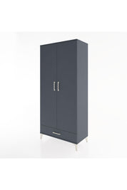 Hyperion Dolap 3 Raflı Tek Çekmeceli Tek Askılı 88x44x195 Antrasit-Antrasit