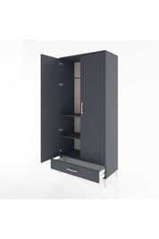 Hyperion Dolap 3 Raflı Tek Çekmeceli Tek Askılı 88x44x195 Antrasit-Antrasit