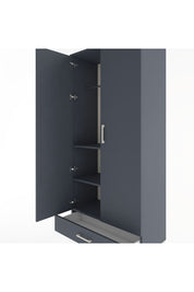 Hyperion Dolap 3 Raflı Tek Çekmeceli Tek Askılı 88x44x195 Antrasit-Antrasit