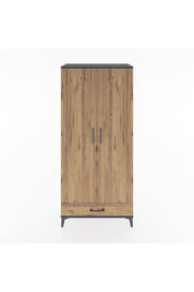 Hyperion Dolap 3 Raflı Tek Çekmeceli Tek Askılı 88x44x195 Antrasit-Çam