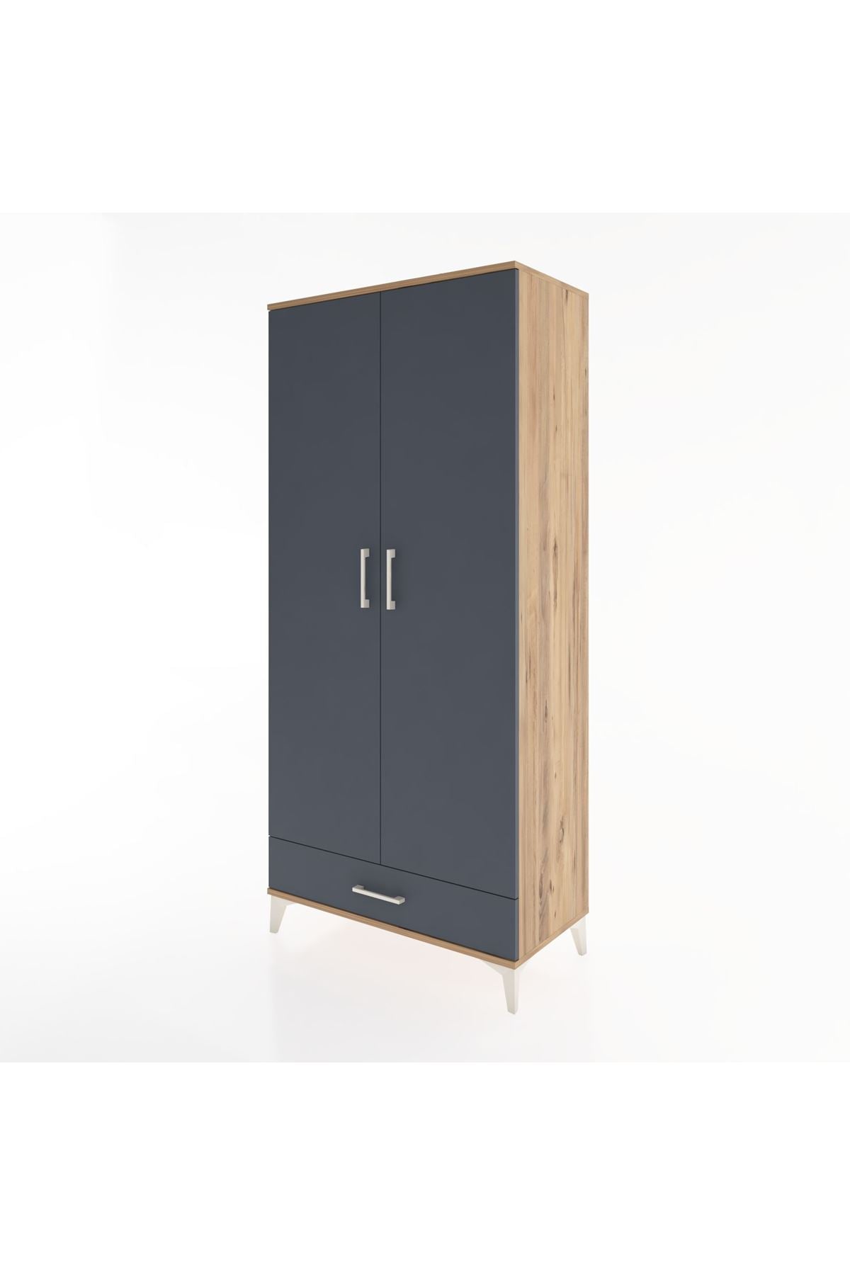 Hyperion Dolap 3 Raflı Tek Çekmeceli Tek Askılı 88x44x195 Çam-Antrasit