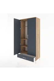 Hyperion Dolap 3 Raflı Tek Çekmeceli Tek Askılı 88x44x195 Çam-Antrasit