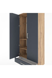 Hyperion Dolap 3 Raflı Tek Çekmeceli Tek Askılı 88x44x195 Çam-Antrasit
