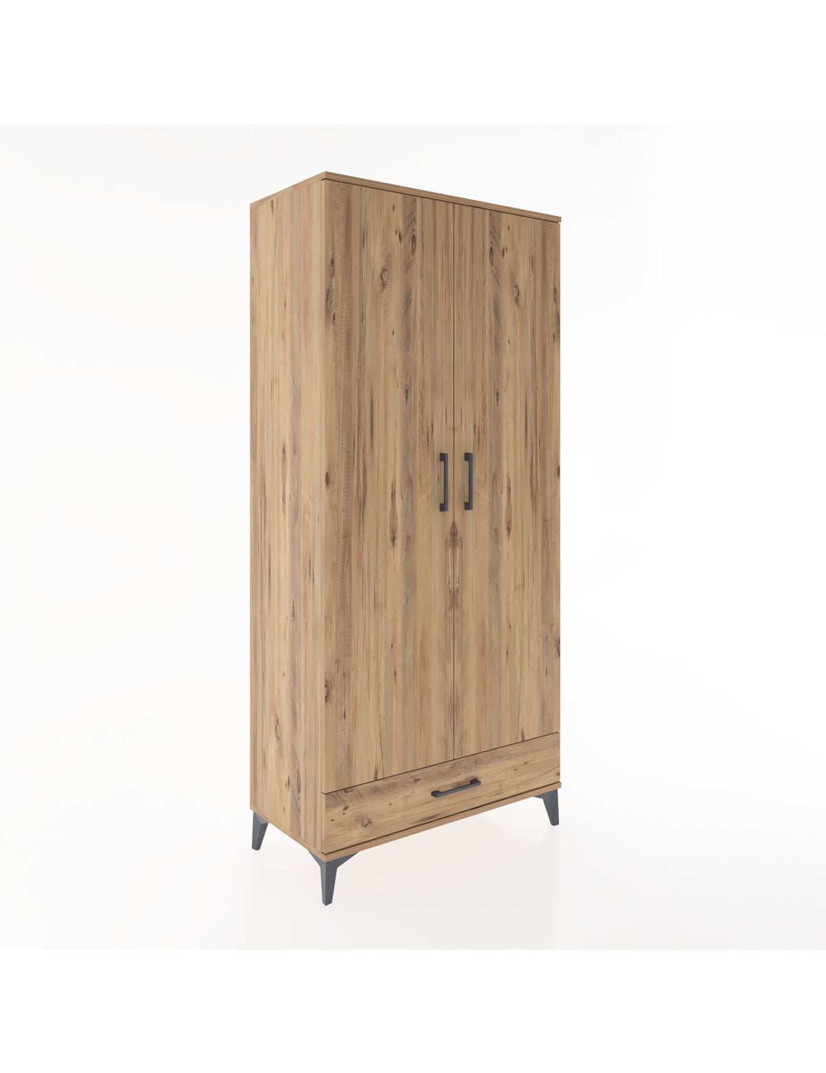 Hyperion Dolap 3 Raflı Tek Çekmeceli Tek Askılı 88x44x195 Çam-Çam