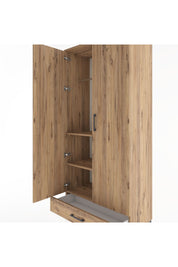 Hyperion Dolap 3 Raflı Tek Çekmeceli Tek Askılı 88x44x195 Çam-Çam