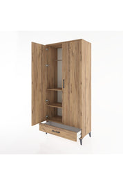 Hyperion Dolap 3 Raflı Tek Çekmeceli Tek Askılı 88x44x195 Çam-Çam