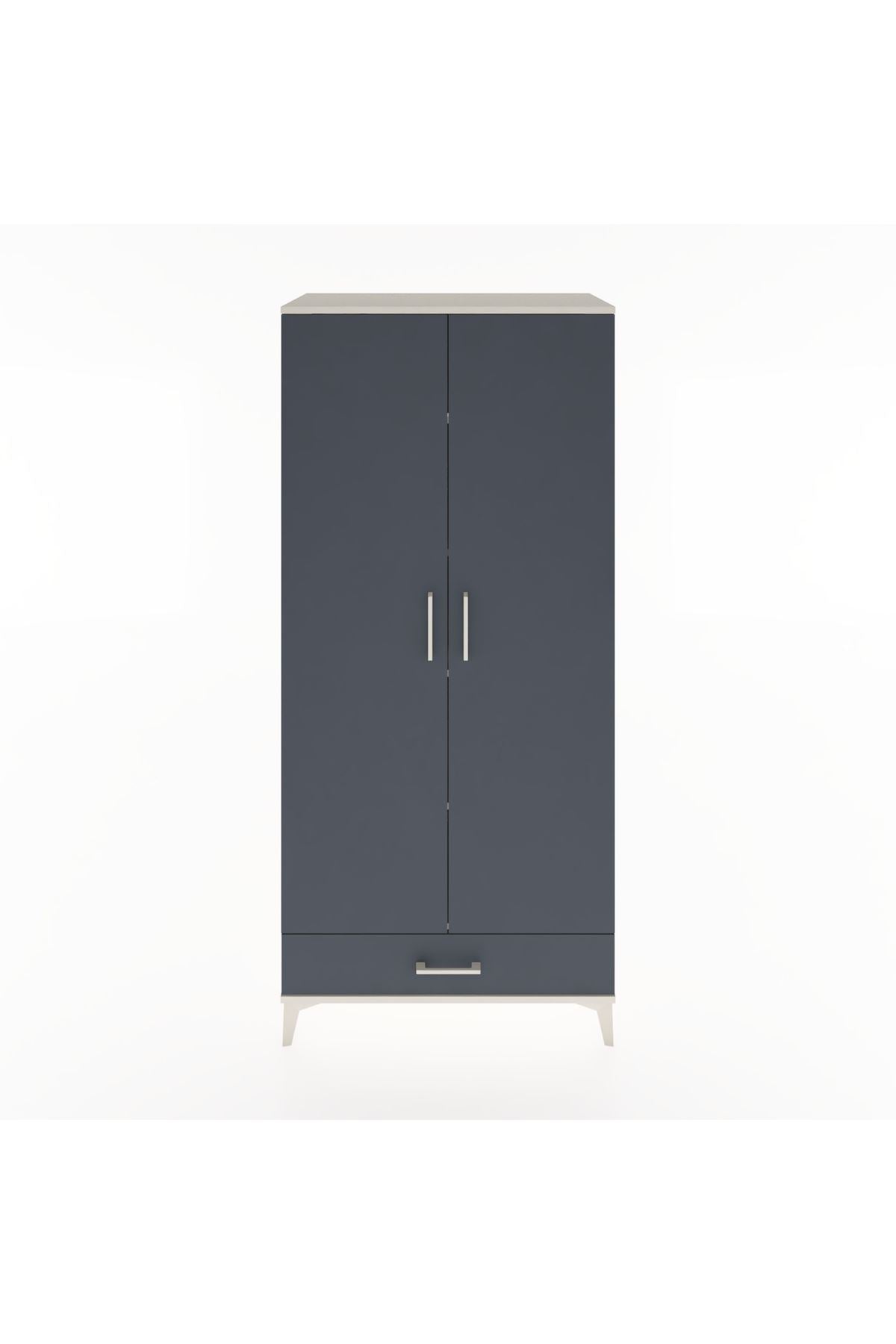 Hyperion Dolap 5 Raflı Tek Çekmeceli 2 Kapaklı 88x44x195 Aytaşı-Antrasit