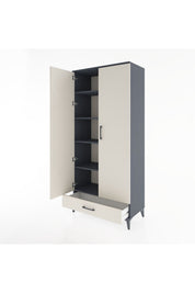 Hyperion Dolap 5 Raflı Tek Çekmeceli 2 Kapaklı 88x44x195 Antrasit-Aytaşı