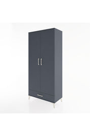 Hyperion Dolap 5 Raflı Tek Çekmeceli 2 Kapaklı 88x44x195 Antrasit-Antrasit