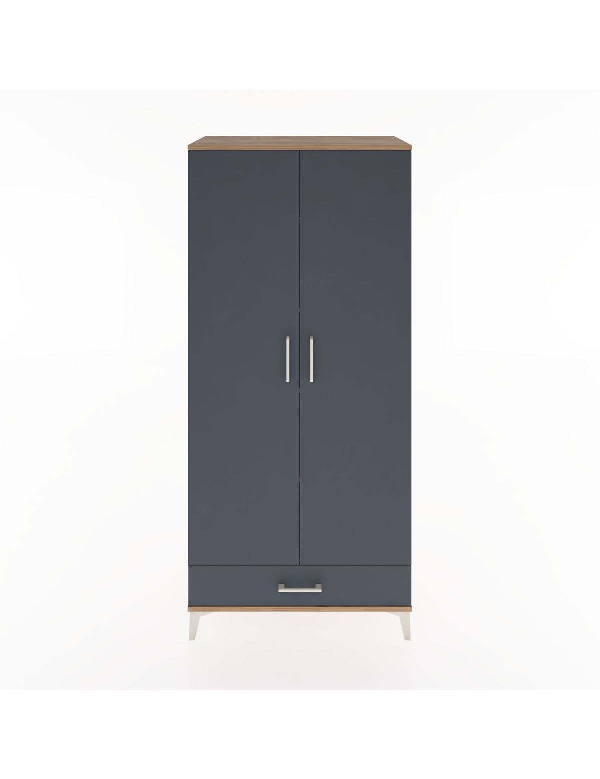 Hyperion Dolap 5 Raflı Tek Çekmeceli 2 Kapaklı 88x44x195 Çam-Antrasit