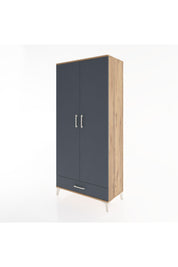 Hyperion Dolap 5 Raflı Tek Çekmeceli 2 Kapaklı 88x44x195 Çam-Antrasit