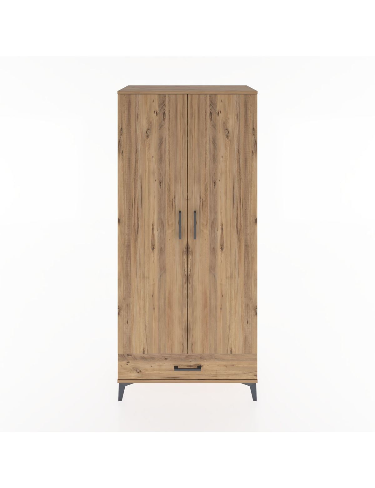 Hyperion Dolap 5 Raflı Tek Çekmeceli 2 Kapaklı 88x44x195 Çam-Çam