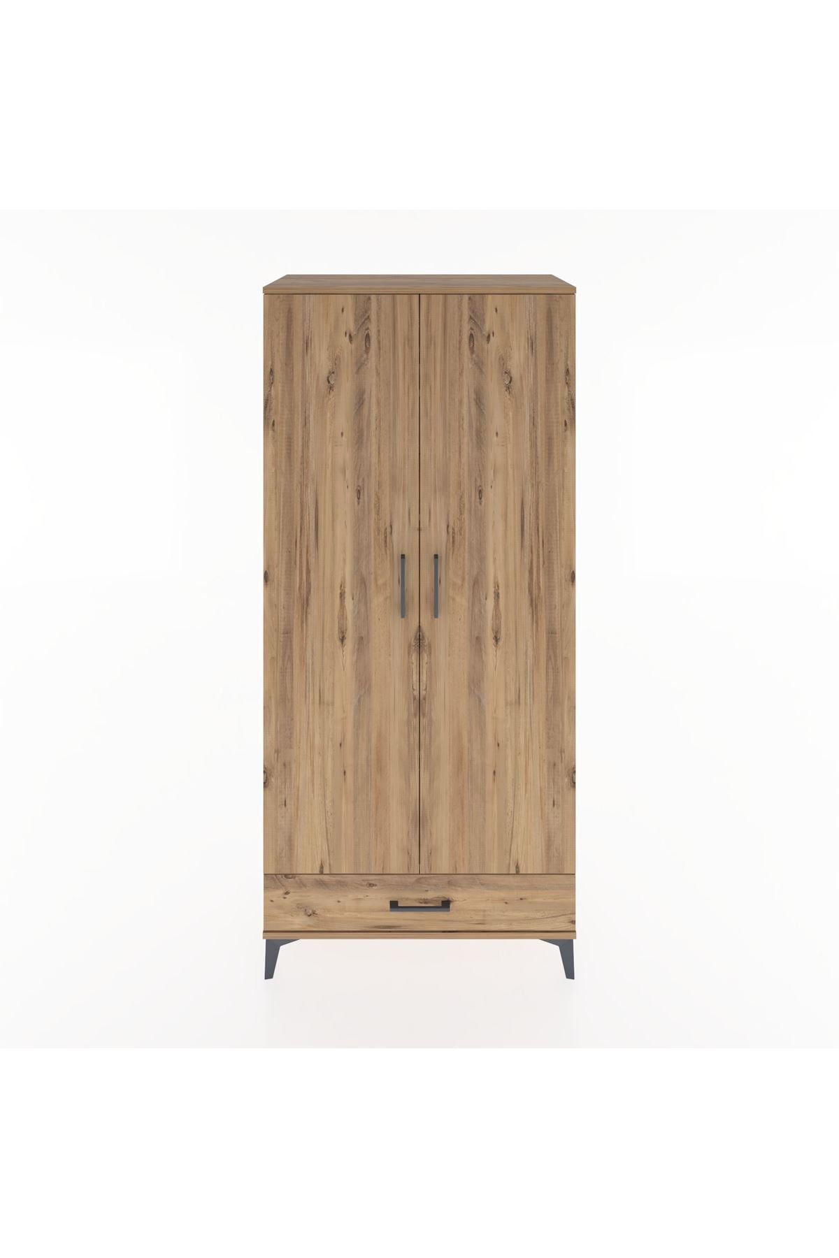 Hyperion Dolap 5 Raflı Tek Çekmeceli 2 Kapaklı 88x44x195 Çam-Çam