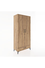 Hyperion Dolap 5 Raflı Tek Çekmeceli 2 Kapaklı 88x44x195 Çam-Çam