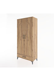 Hyperion Dolap 5 Raflı Tek Çekmeceli 2 Kapaklı 88x44x195 Çam-Çam