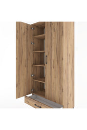 Hyperion Dolap 5 Raflı Tek Çekmeceli 2 Kapaklı 88x44x195 Çam-Çam