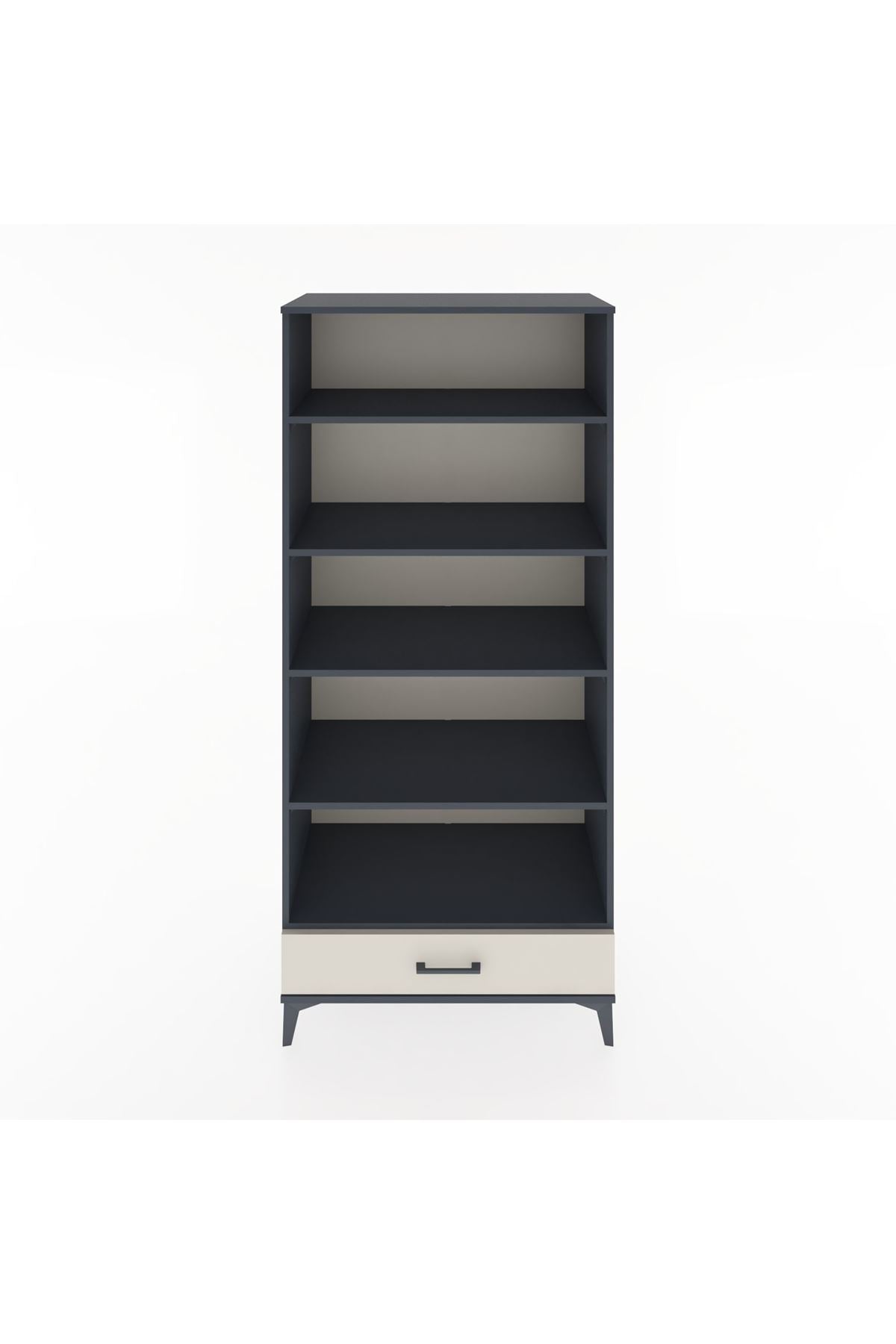 Hyperion Dolap 5 Raflı Tek Çekmeceli 88x44x195 Antrasit-Aytaşı