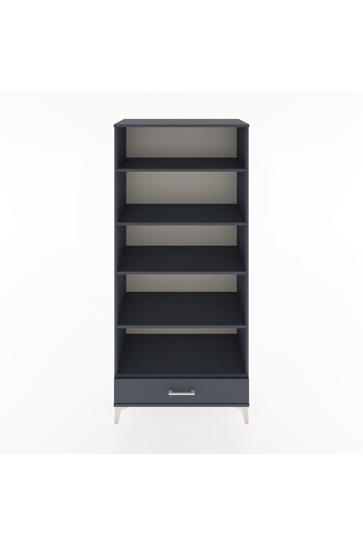 Hyperion Dolap 5 Raflı Tek Çekmeceli 88x44x195 Antrasit-Antrasit