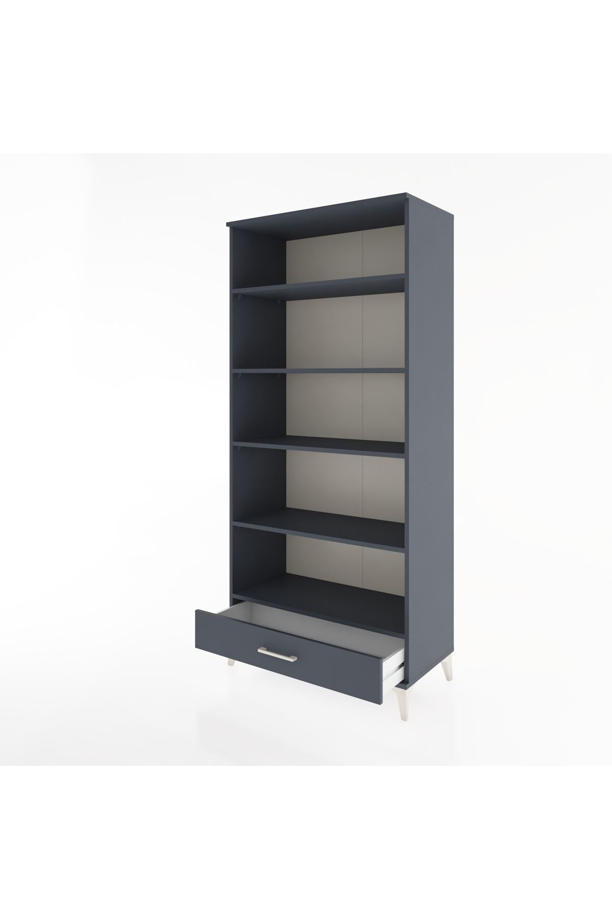 Hyperion Dolap 5 Raflı Tek Çekmeceli 88x44x195 Antrasit-Antrasit