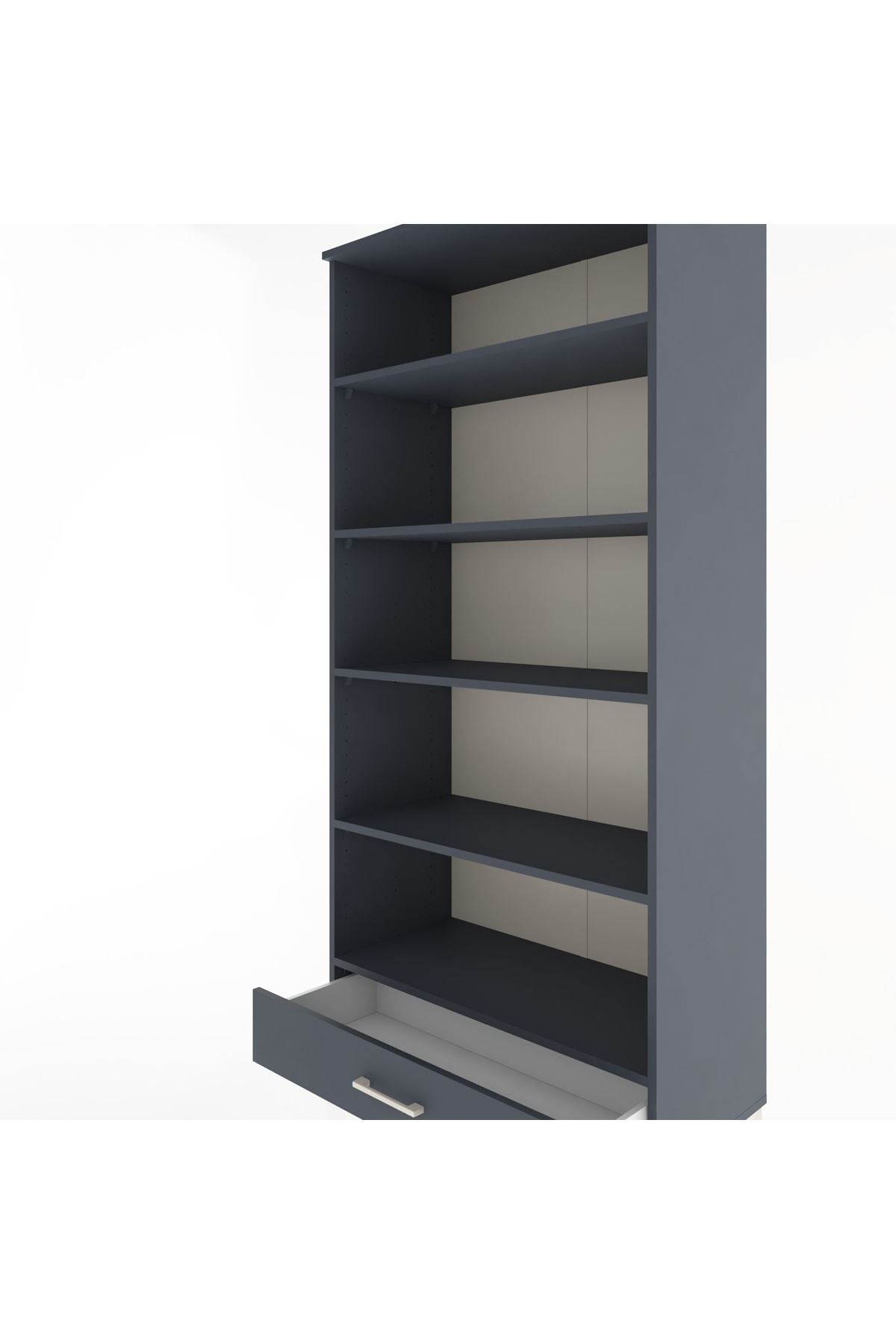 Hyperion Dolap 5 Raflı Tek Çekmeceli 88x44x195 Antrasit-Antrasit