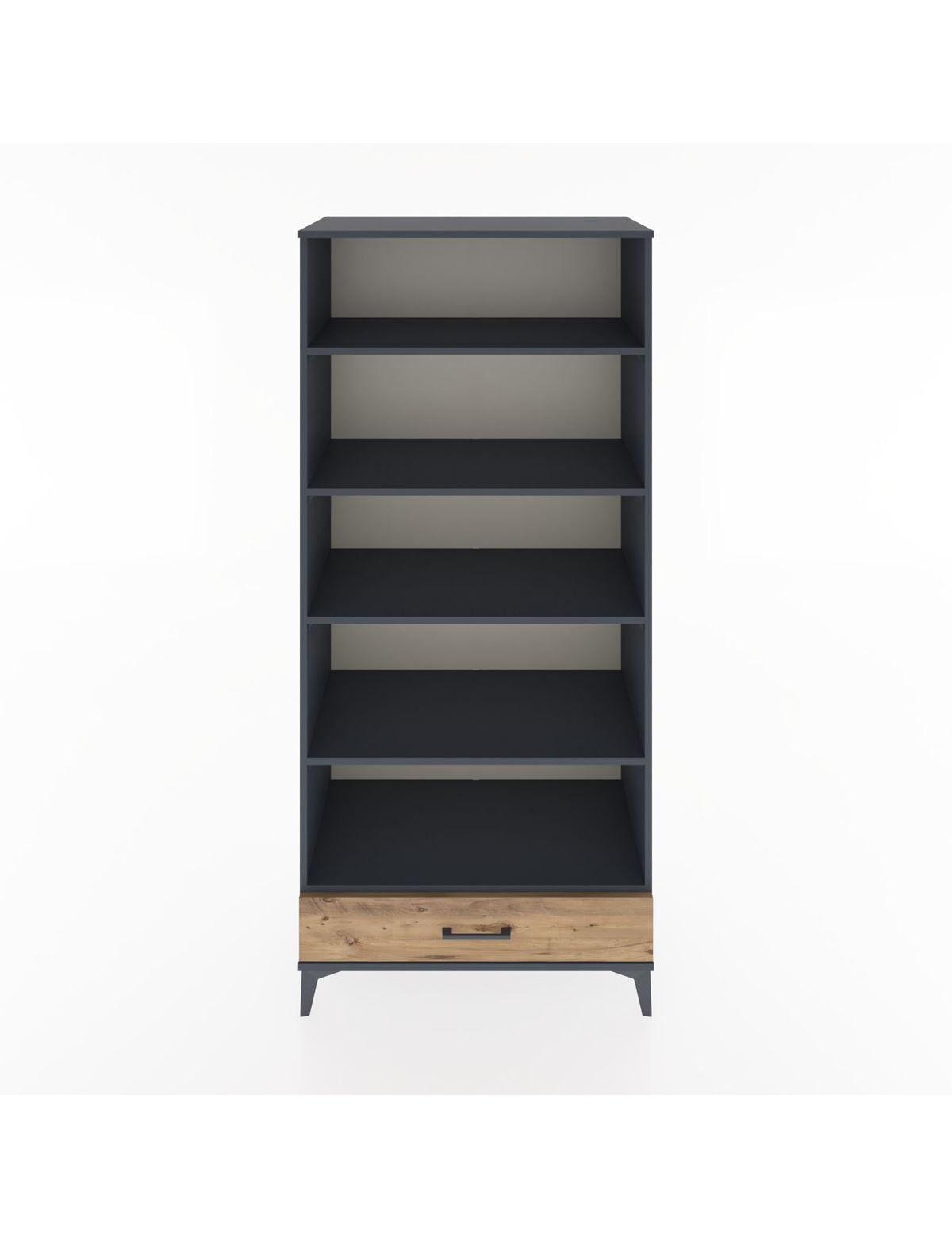 Hyperion Dolap 5 Raflı Tek Çekmeceli 88x44x195 Antrasit-Çam