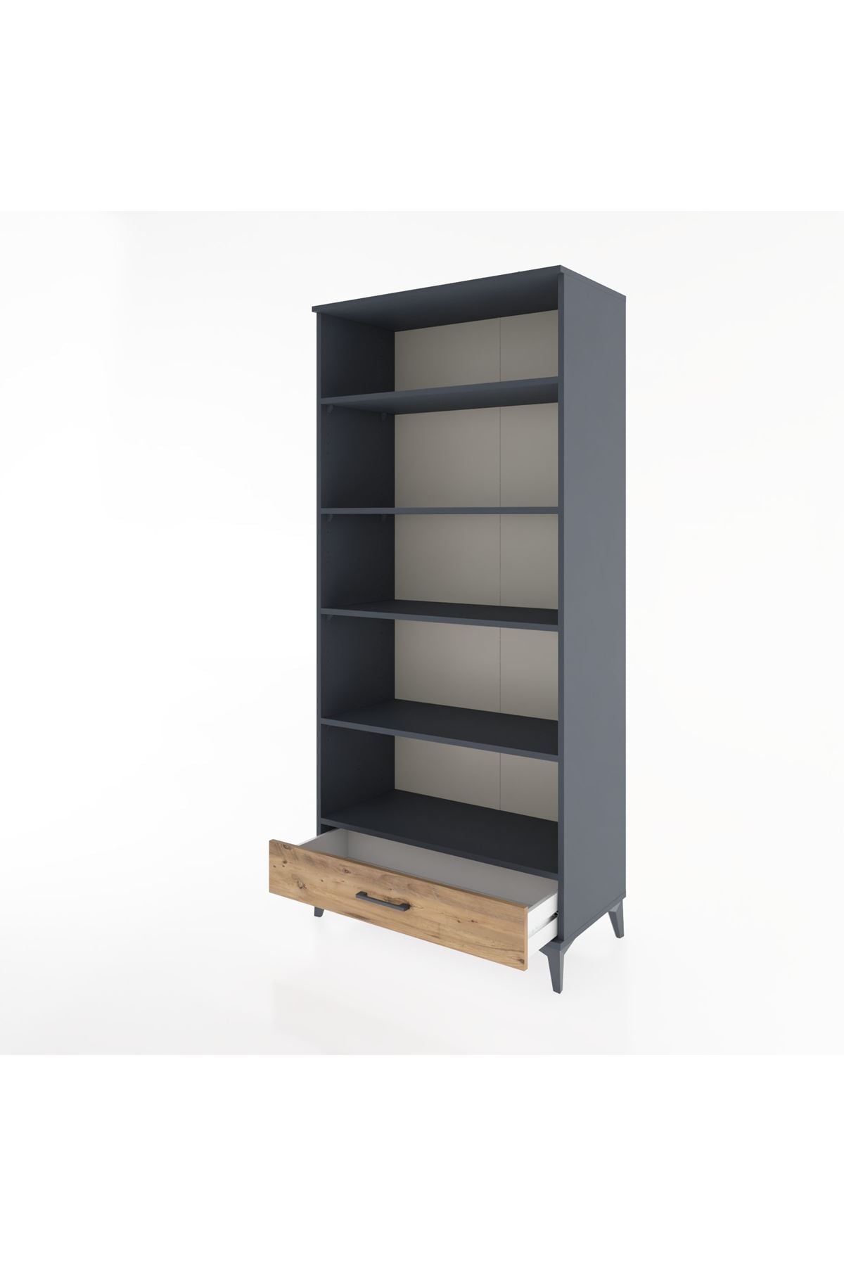 Hyperion Dolap 5 Raflı Tek Çekmeceli 88x44x195 Antrasit-Çam